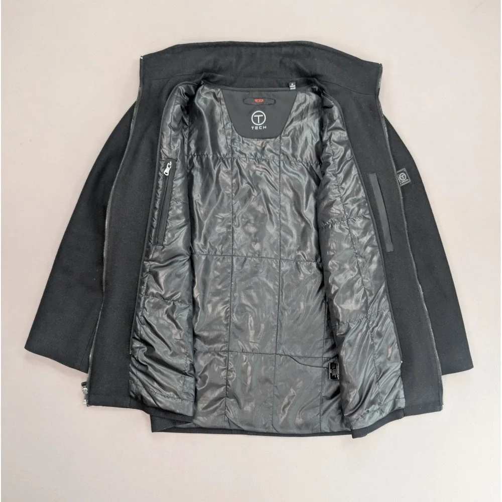 Tumi Tech Black Wool Blend Jacket Zip Insert Size S